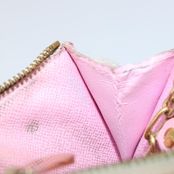 LOUIS VUITTON Multicolor Pochette Cles NM Coin Purse White M93734 LV Auth 150788