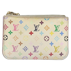 LOUIS VUITTON Multicolor Pochette Cles NM Coin Purse White M93734 LV Auth 150788 - 0