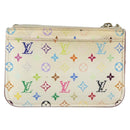 LOUIS VUITTON Multicolor Pochette Cles NM Coin Purse White M93734 LV Auth 150788-3