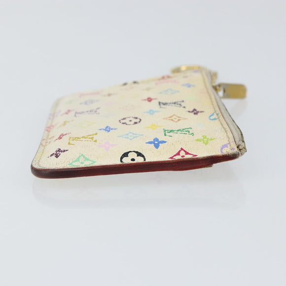 LOUIS VUITTON Multicolor Pochette Cles NM Coin Purse White M93734 LV Auth 150788