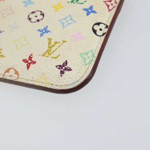 LOUIS VUITTON Multicolor Pochette Cles NM Coin Purse White M93734 LV Auth 150788