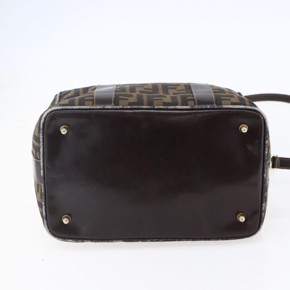 FENDI Zucca Canvas Handtasche 2-Wege Schwarz Braun Authentisch 150808