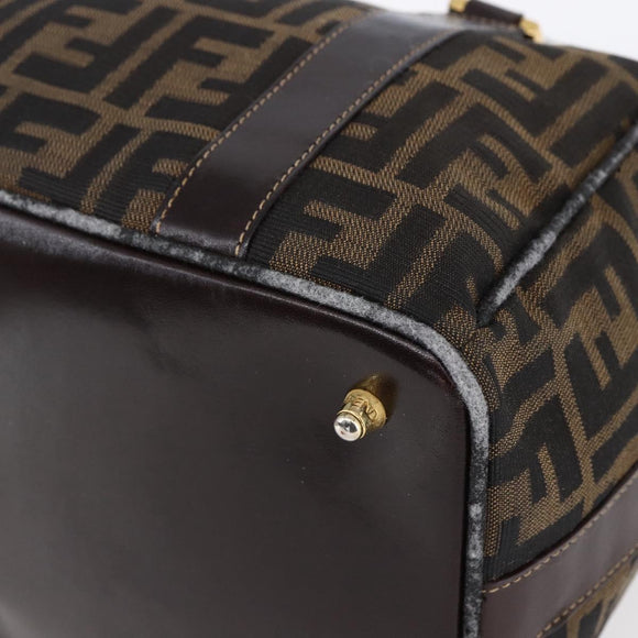 FENDI Zucca Canvas Handtasche 2-Wege Schwarz Braun Authentisch 150808