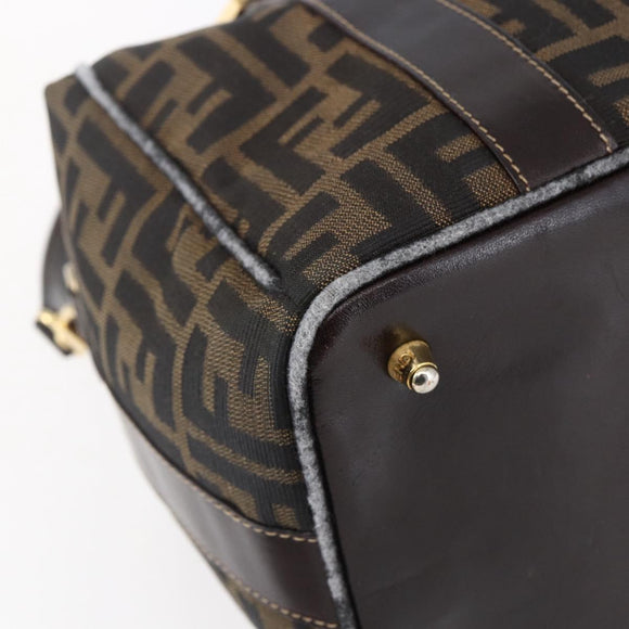 FENDI Zucca Canvas Hand Bag 2way Black Brown Auth 150808