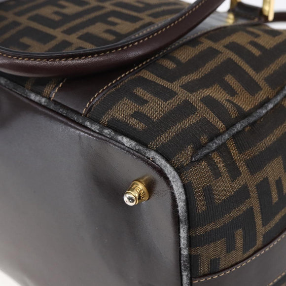 FENDI Zucca Canvas Handtasche 2-Wege Schwarz Braun Authentisch 150808