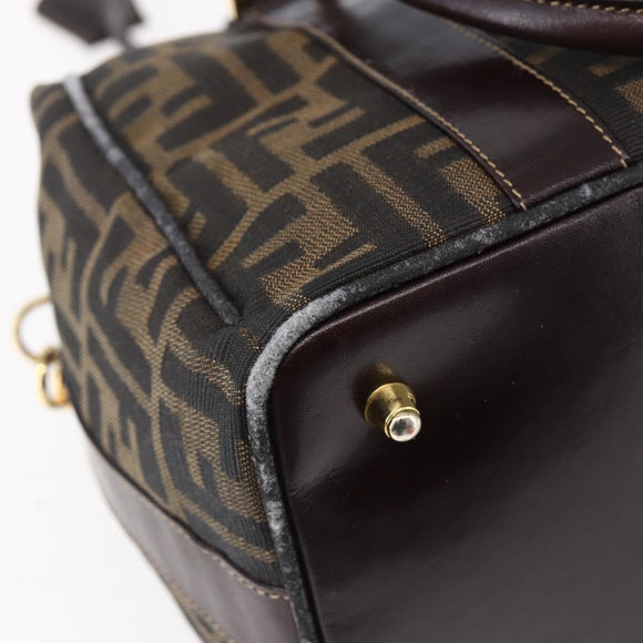 FENDI Zucca Canvas Handtasche 2-Wege Schwarz Braun Authentisch 150808