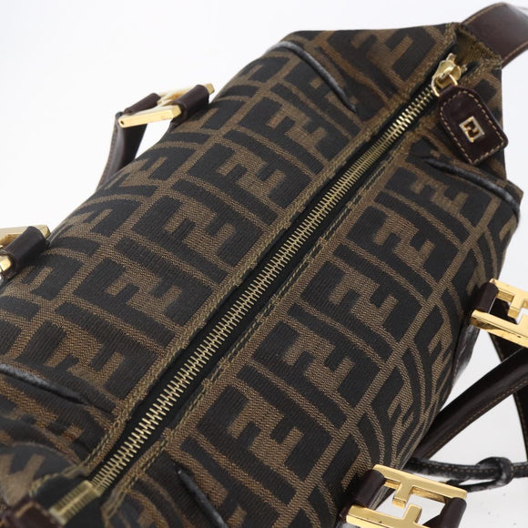FENDI Zucca Canvas Hand Bag 2way Black Brown Auth 150808