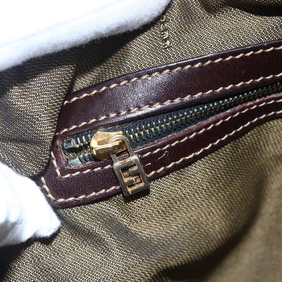 FENDI Zucca Canvas Handtasche 2-Wege Schwarz Braun Authentisch 150808