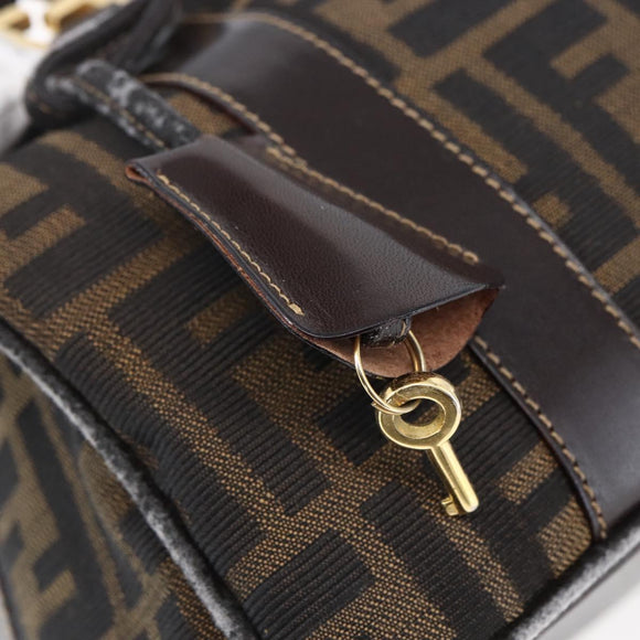 FENDI Zucca Canvas Hand Bag 2way Black Brown Auth 150808