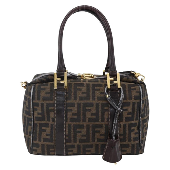 FENDI Zucca Canvas Handtasche 2-Wege Schwarz Braun Authentisch 150808