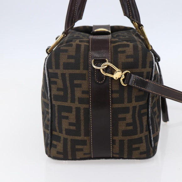 FENDI Zucca Canvas Handtasche 2-Wege Schwarz Braun Authentisch 150808
