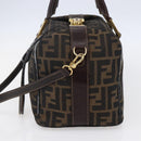 FENDI Zucca Canvas Hand Bag 2way Black Brown Auth 150808-4