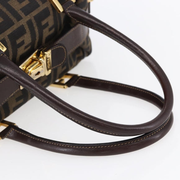 FENDI Zucca Canvas Hand Bag 2way Black Brown Auth 150808