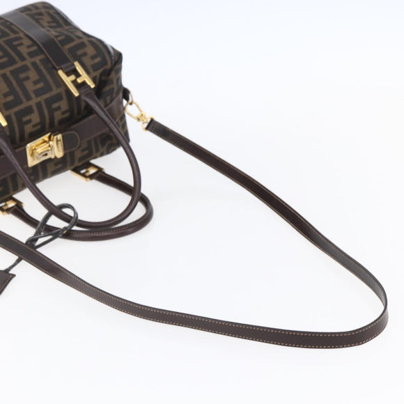 FENDI Zucca Canvas Hand Bag 2way Black Brown Auth 150808
