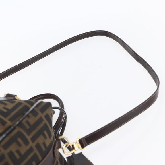 FENDI Zucca Canvas Hand Bag 2way Black Brown Auth 150808