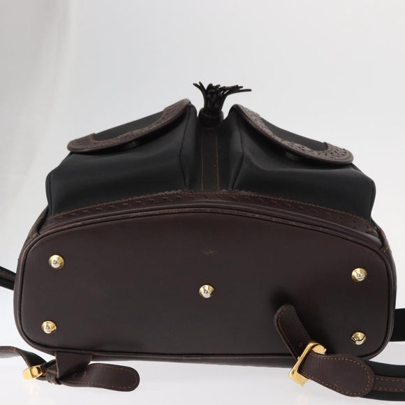 LOEWE Backpack Canvas PVC Black Gold Auth 150809