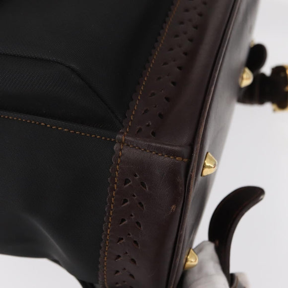 LOEWE Backpack Canvas PVC Black Gold Auth 150809