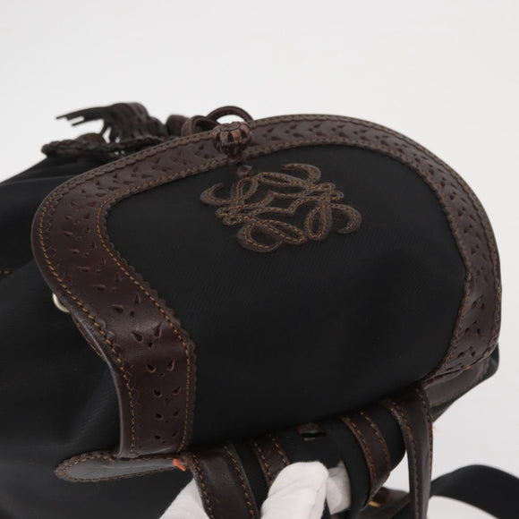 LOEWE Backpack Canvas PVC Black Gold Auth 150809