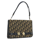 Christian Dior Trotter Canvas Shoulder Bag Navy Gold Auth 150810-1