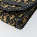 Christian Dior Trotter Canvas Shoulder Bag Navy Gold Auth 150810-12