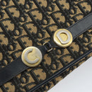 Christian Dior Trotter Canvas Shoulder Bag Navy Gold Auth 150810-16