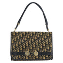 Christian Dior Trotter Canvas Shoulder Bag Navy Gold Auth 150810-2