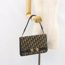 Christian Dior Trotter Canvas Shoulder Bag Navy Gold Auth 150810-23