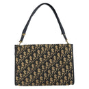 Christian Dior Trotter Canvas Shoulder Bag Navy Gold Auth 150810-3