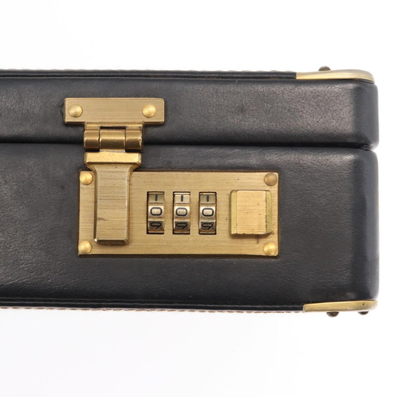 BALLY Attache Case Leather Black Gold Auth 150811