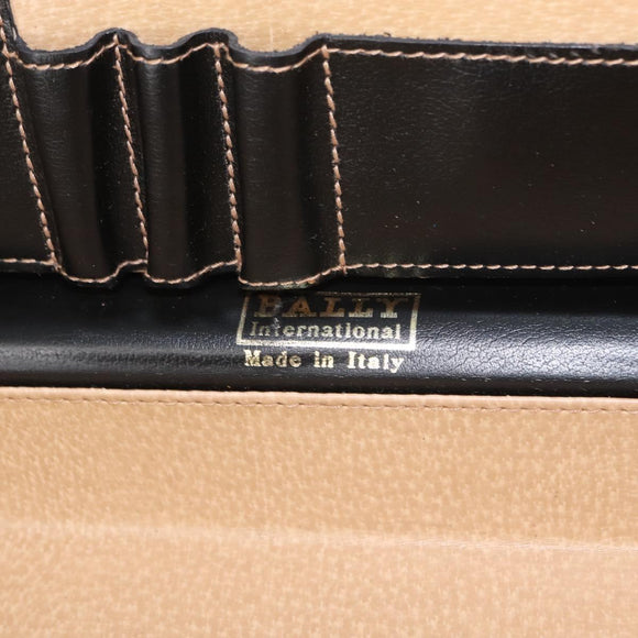 BALLY Attache Case Leather Black Gold Auth 150811