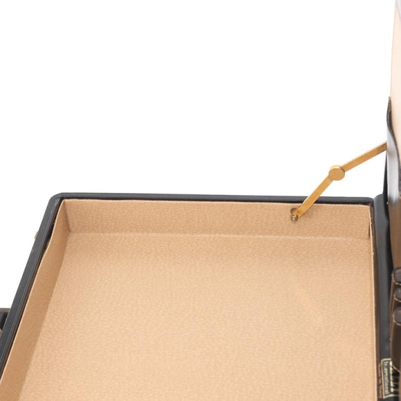 BALLY Attache Case Leather Black Gold Auth 150811