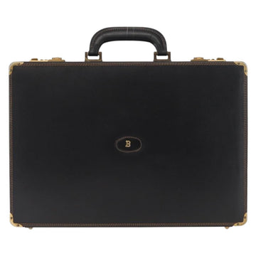 BALLY Attache Case Leather Black Gold Auth 150811 - 0