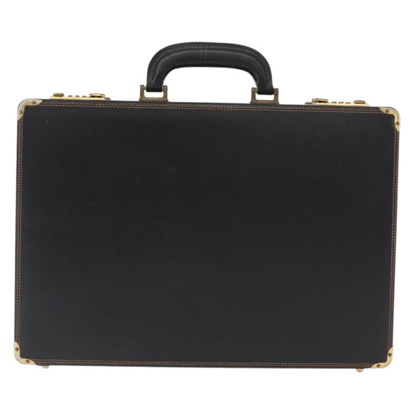 BALLY Attache Case Leather Black Gold Auth 150811