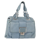 BALENCIAGA Hand Bag Leather Light Blue Silver Auth 150812-1