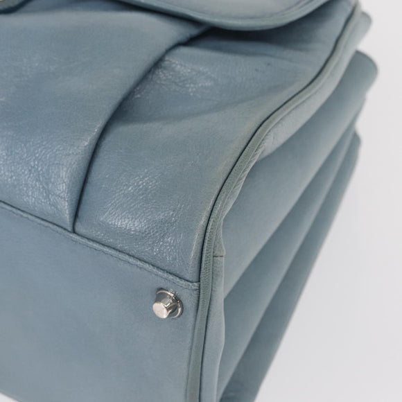 BALENCIAGA Hand Bag Leather Light Blue Silver Auth 150812