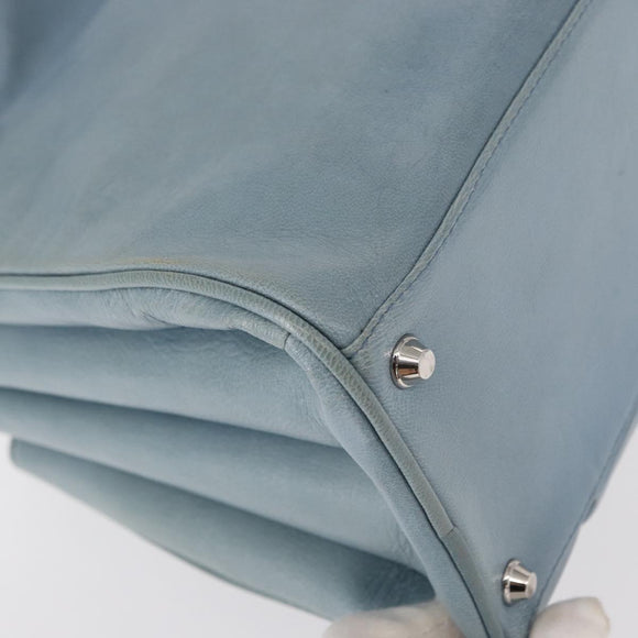 BALENCIAGA Hand Bag Leather Light Blue Silver Auth 150812