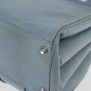 BALENCIAGA Hand Bag Leather Light Blue Silver Auth 150812-16