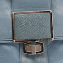 BALENCIAGA Hand Bag Leather Light Blue Silver Auth 150812-10
