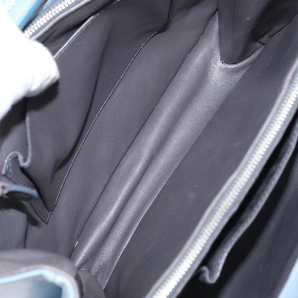 BALENCIAGA Hand Bag Leather Light Blue Silver Auth 150812