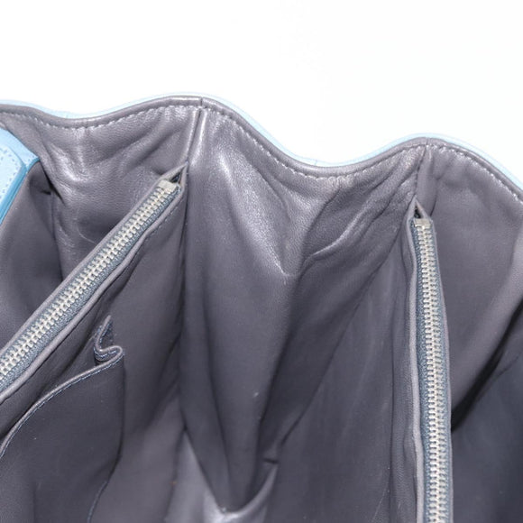 BALENCIAGA Hand Bag Leather Light Blue Silver Auth 150812