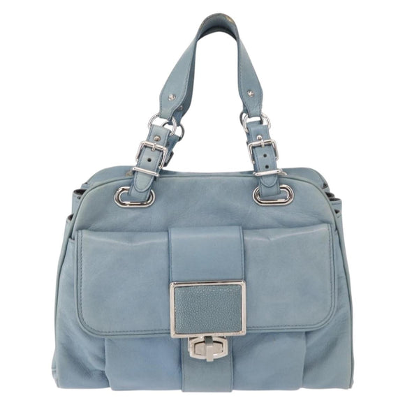 BALENCIAGA Hand Bag Leather Light Blue Silver Auth 150812