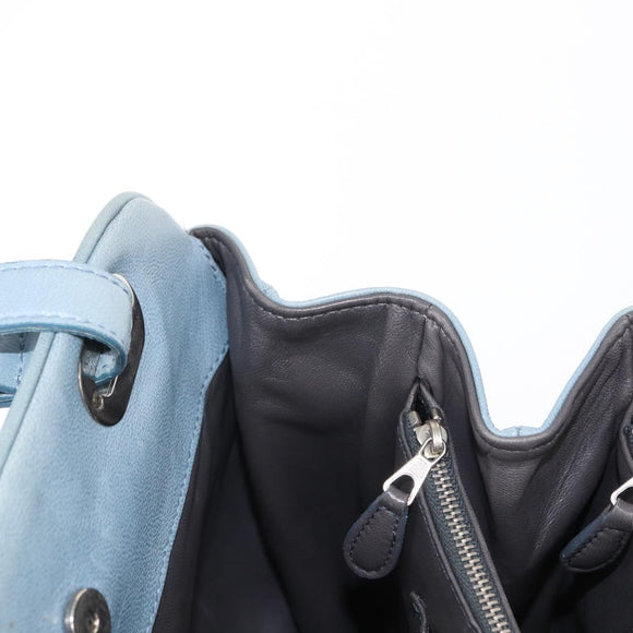 BALENCIAGA Hand Bag Leather Light Blue Silver Auth 150812