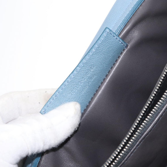 BALENCIAGA Hand Bag Leather Light Blue Silver Auth 150812