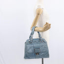 BALENCIAGA Hand Bag Leather Light Blue Silver Auth 150812-25