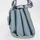 BALENCIAGA Hand Bag Leather Light Blue Silver Auth 150812-3