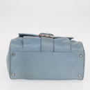 BALENCIAGA Hand Bag Leather Light Blue Silver Auth 150812-5