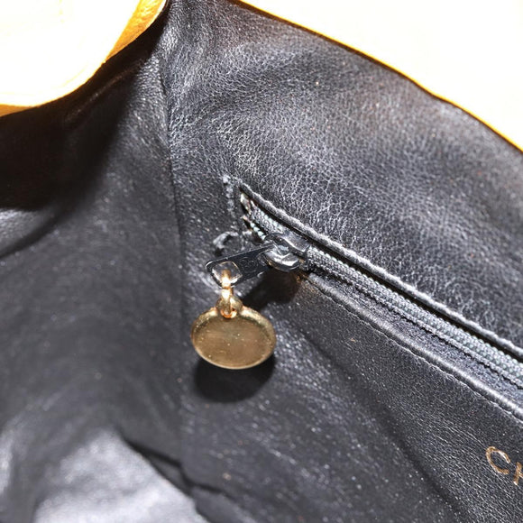 CHANEL Matelasse Shoulder Bag Lamb Skin Yellow Gold CC Auth 150813