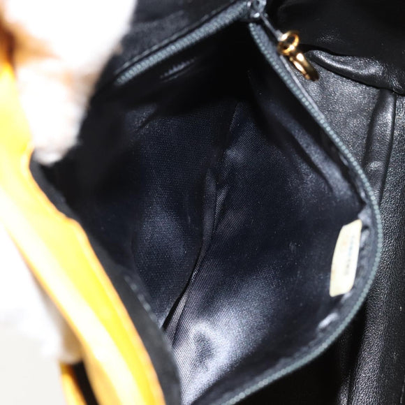 CHANEL Matelasse Shoulder Bag Lamb Skin Yellow Gold CC Auth 150813