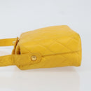 CHANEL Matelasse Shoulder Bag Lamb Skin Yellow Gold CC Auth 150813-4