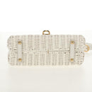 Salvatore Ferragamo Gancini Hand Bag Rattan 2way White Gold Auth 150815V-5